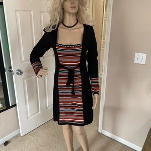 Venus Black Orange Size 8 Knit Dress Fall Autumn